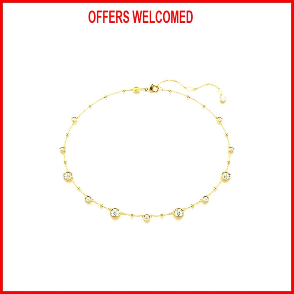 GoldTone Plated Crystal Necklace With Lobster Clasp